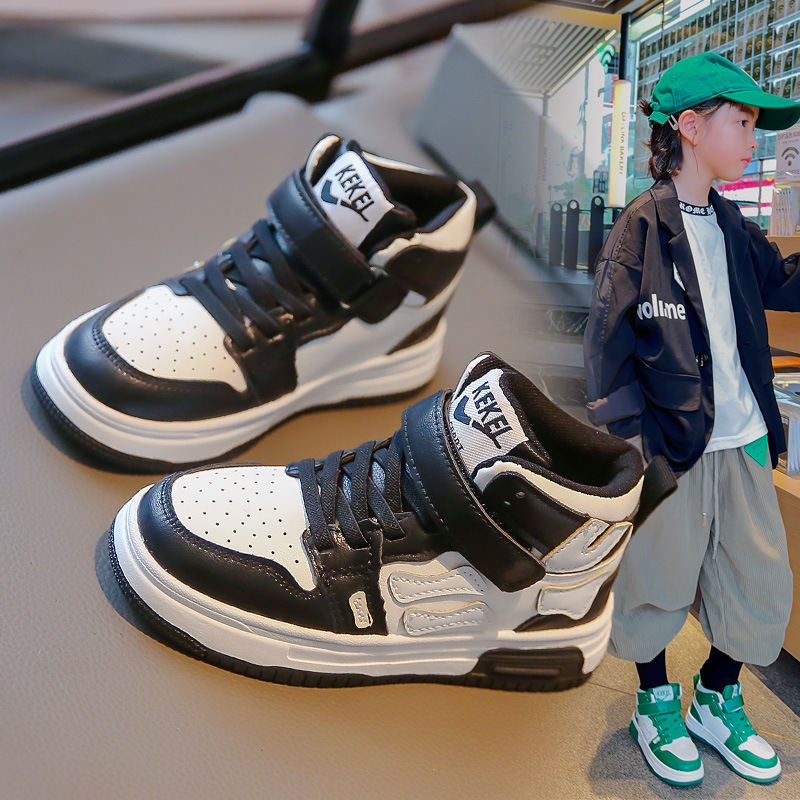 Barn högtopp sportsko Trend 2023 Höst Ny Student Läder Panel Sh för pojkar och flickor Halkfri Casual_voghion.com