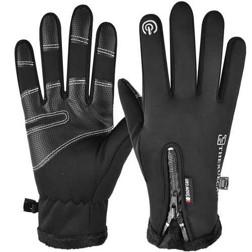 Autumn and winter outdoor sports waterproof, windproof and velvet warm cycling touch screen fishing express takeaway touch screen gloves for men