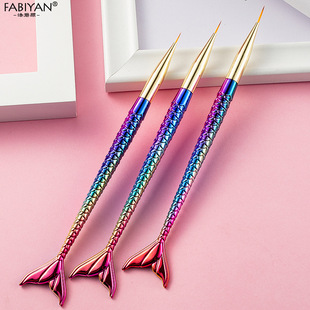 Cross-Border special for three-pack gradient mermaid pull line Pen colorful Mermaid Rod pull line brush tool set color painting pen