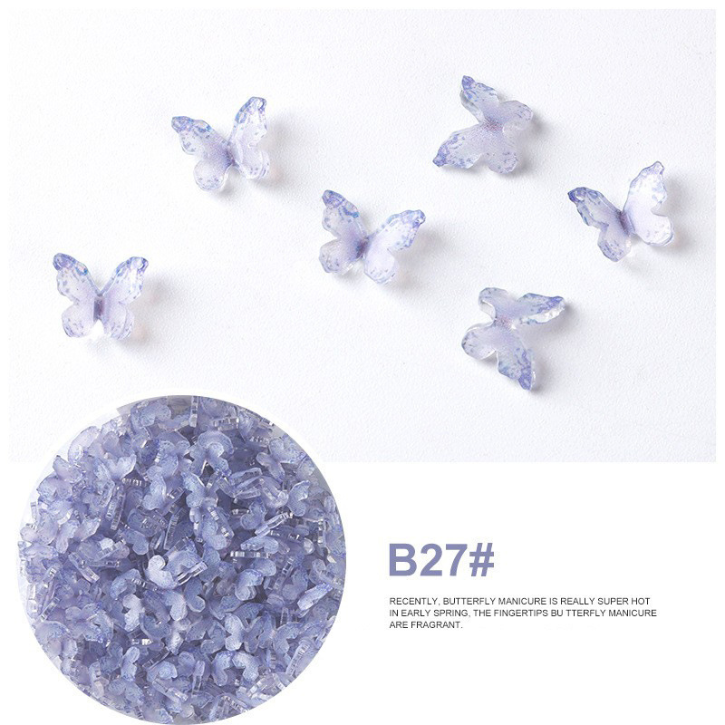 Acrílico mariposa resina tridimensional accesorios de uñas accesorios de flores plástico transparente uñas hechas a mano material DIY image 34