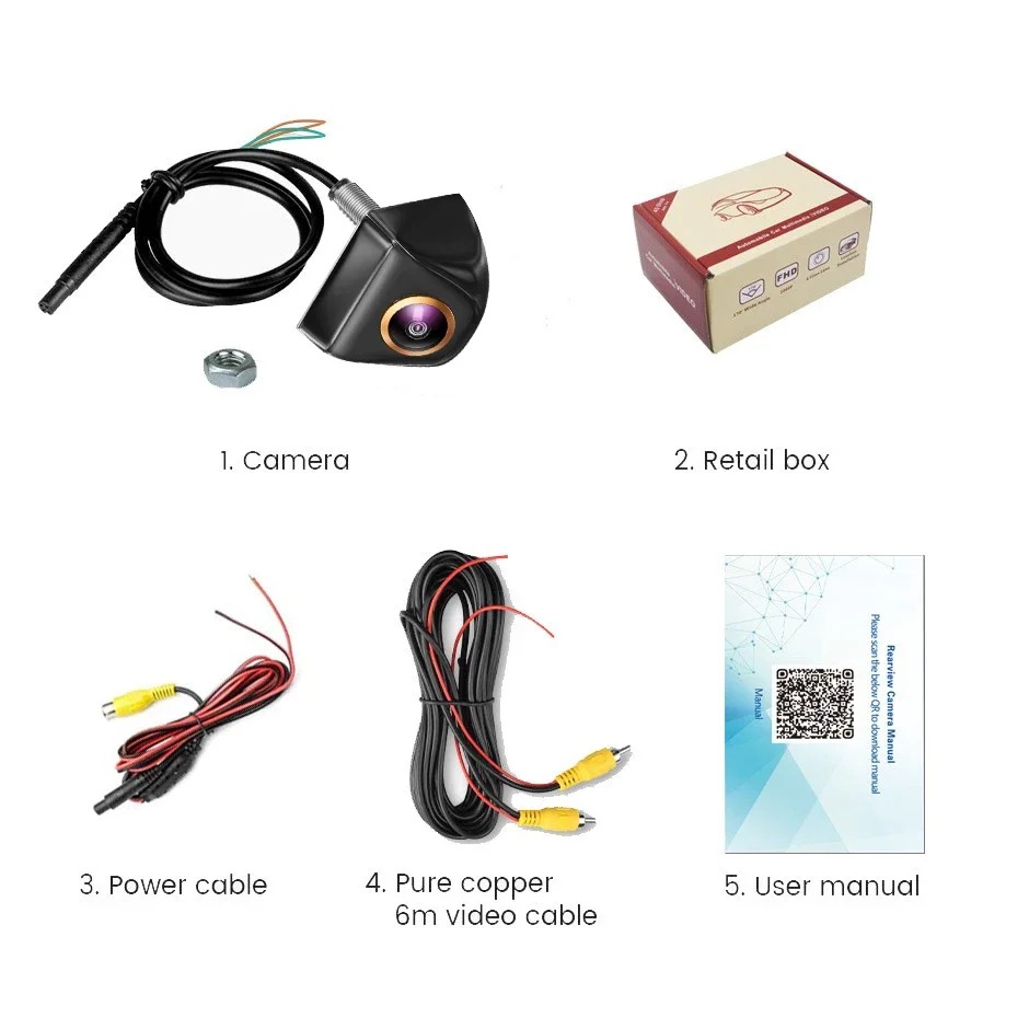 Car rearview camera 1080P HD 170° ° Wide-angle night vision waterproof fisheye AHD vehicle rearview camera