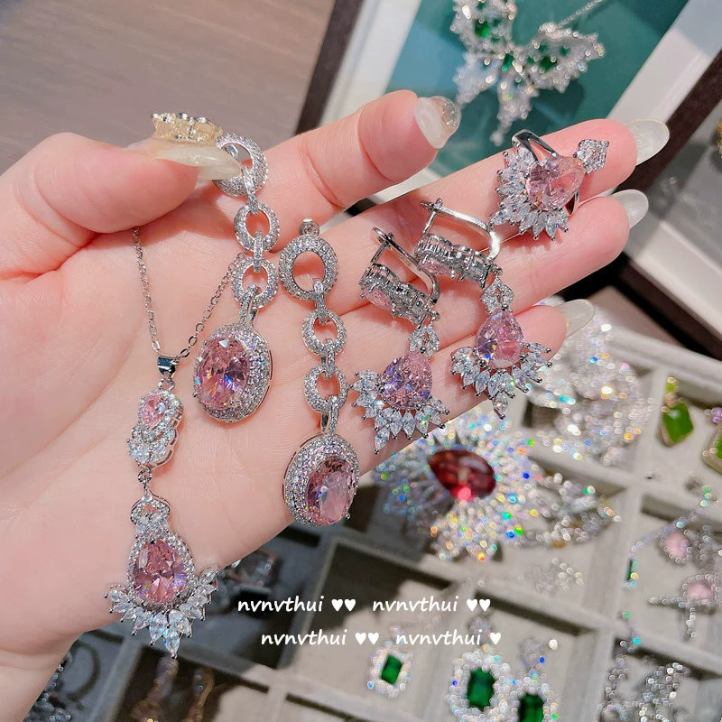Серьги, цирконий, набор, с камнем, образец золота 750