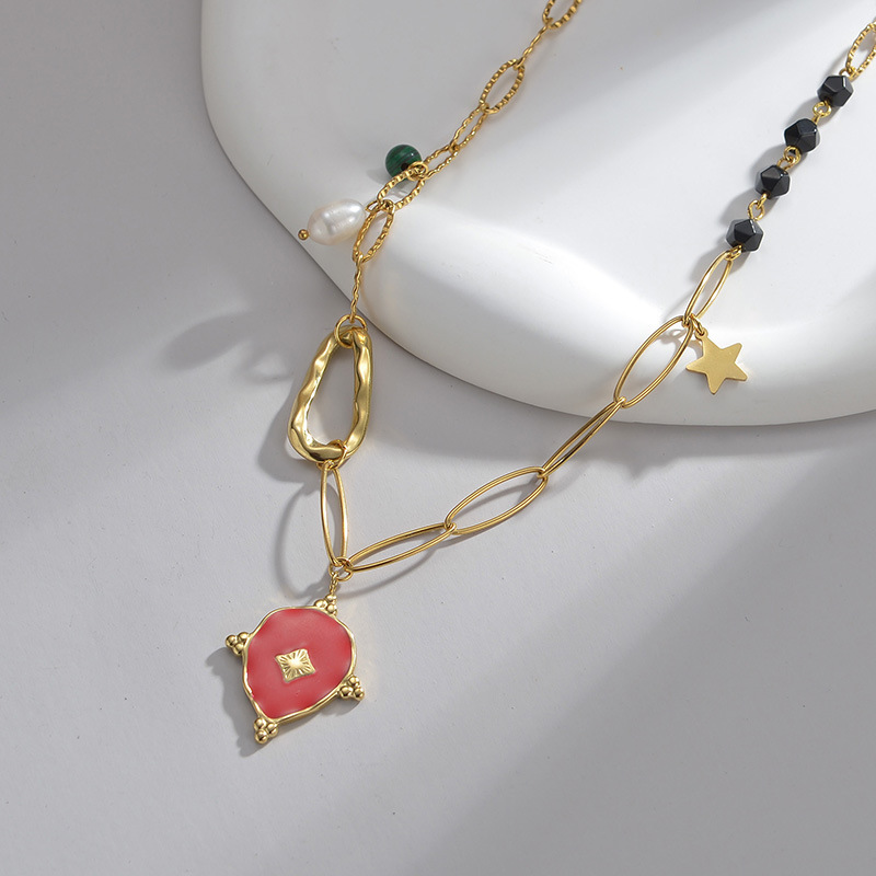 Holiday, Daily Occasion Titanium Steel Material Wholesale Jewelry Simple Style Heart Shape Titanium Steel Plating Pendant Necklace