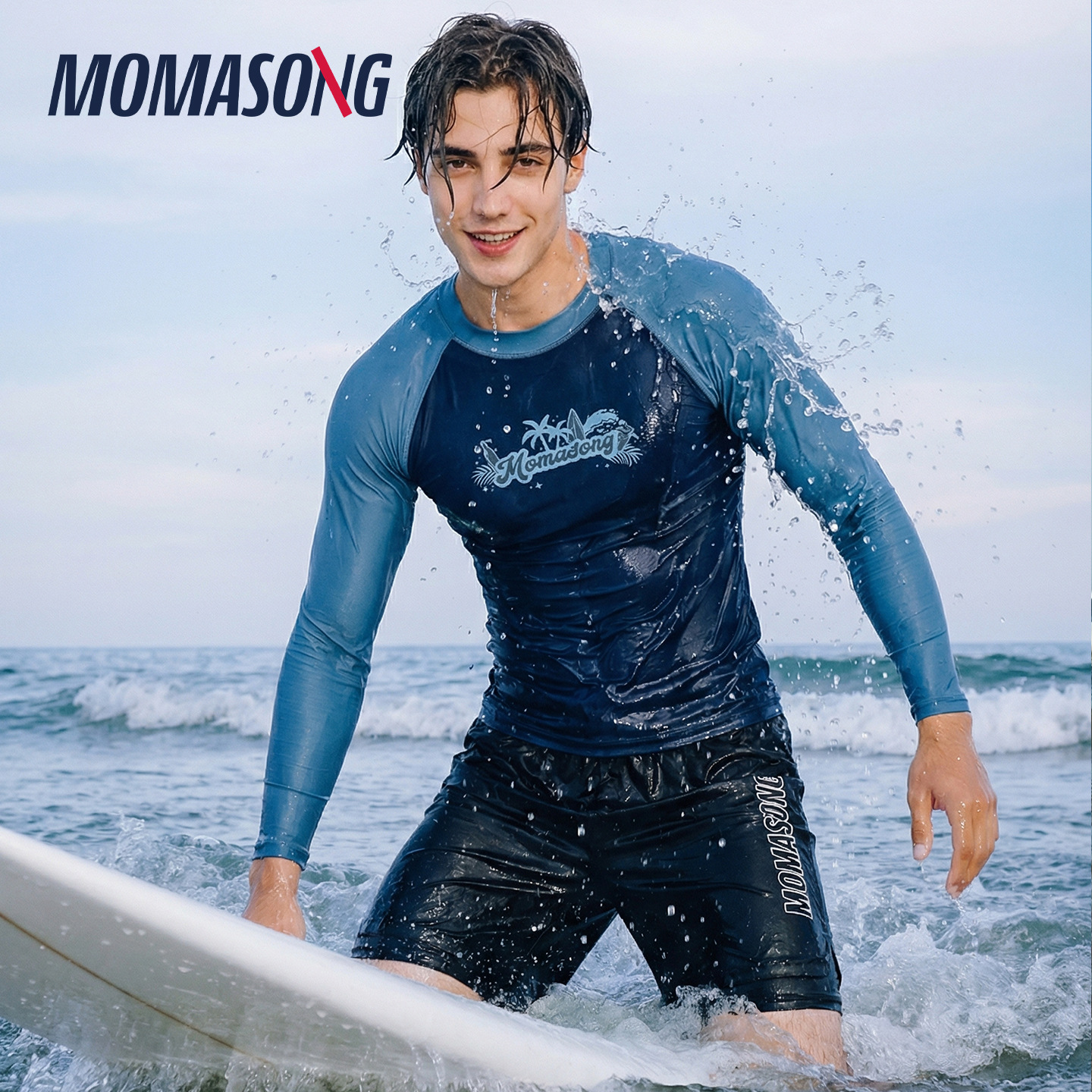 Korean-style diving suit, two-piece swimsuit for men, conservative and slimming, quick-drying, sun-protective, long-sleeved snorkeling and swimming suit