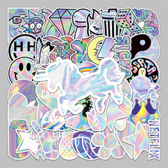 50 laser creative trend graffiti stickers suitcase scooter computer tablet cartoon decorative stickers