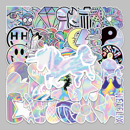 50 laser creative trend graffiti stickers suitcase scooter computer tablet cartoon decorative stickers