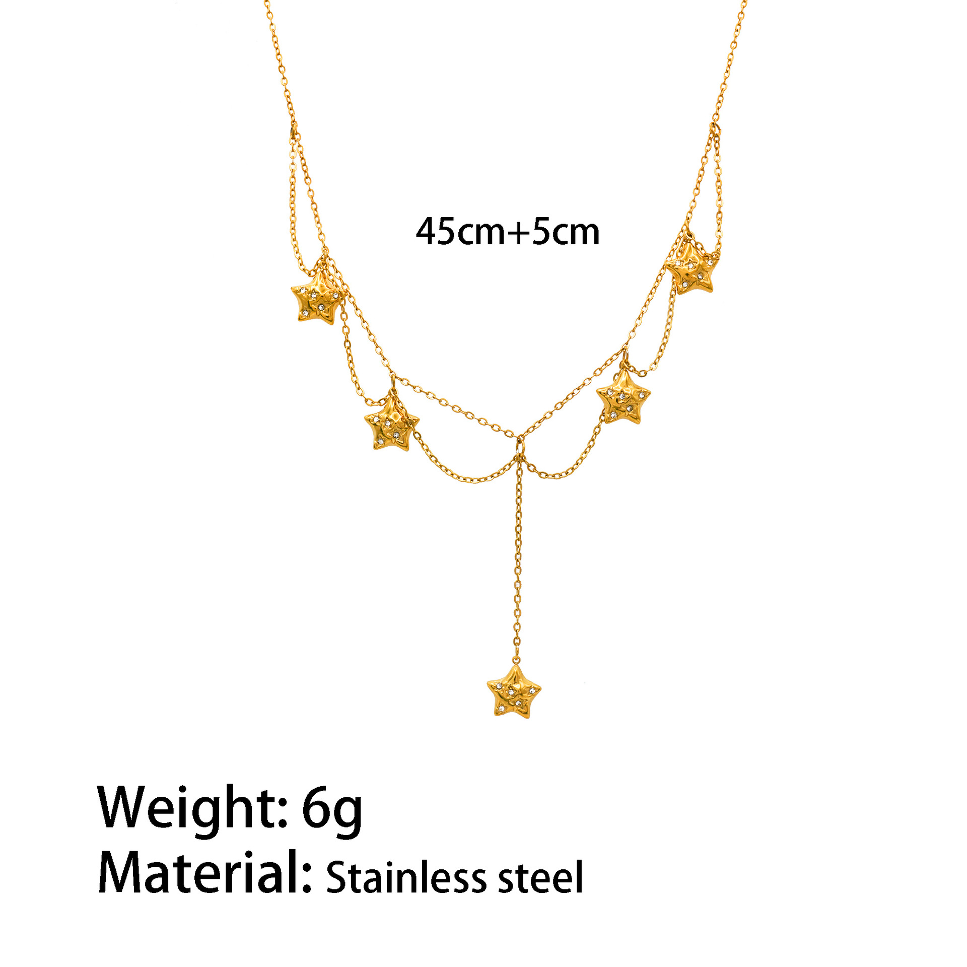 Joyería Al Por Mayor Elegante Estilo Clásico Estrella Acero Titanio Enchapado Collar Colgante Cadena Portacables display picture 1