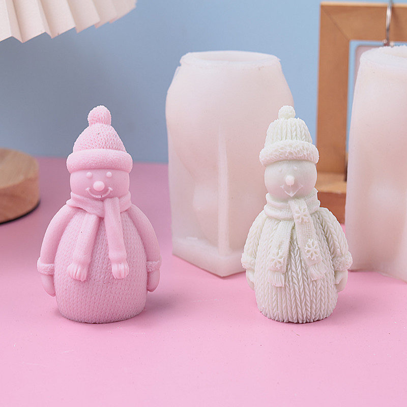 クリスマス雪だるまろうそくシリコン金型diyクリスマス毛糸マフラー薄手雪だるま香薫ろうそくシリコン金型|undefined