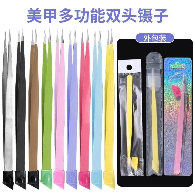 Силиконовый пинцет Маникюр силиконовый пинцет из нержавеющей стали остроконечный пинцет накладные ресницы ногти позиционирование пинцет