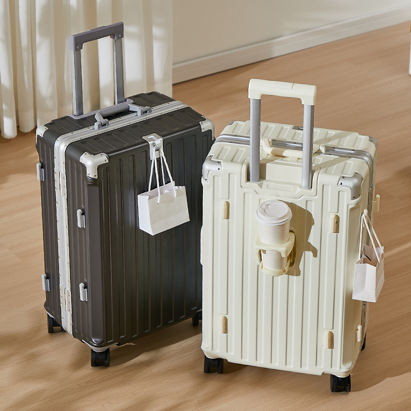 Maleta de gran capacidad con marco de aluminio, maleta con ruedas a juego de color, maleta de aviación, maleta gruesa, rueda universal, duradera