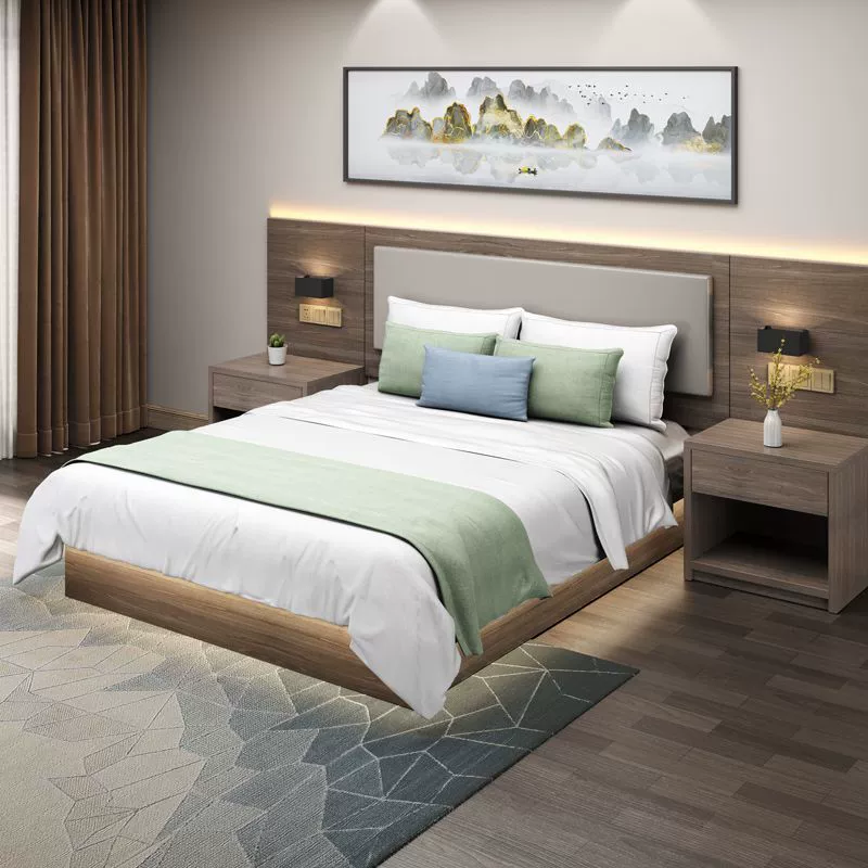 Hotel Platform Bed Set, Standard Room Complete with Headboard, Sizes 1.2–1.8 m