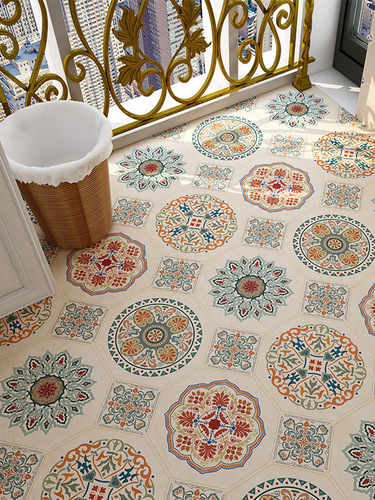 IYR7 Bathroom Self-Adhesive Floor Tiles to Conceal Discoloration, Kitchen Floor Tiles Renovation Transformation Waterproof Wallpaper Durable Tiles
