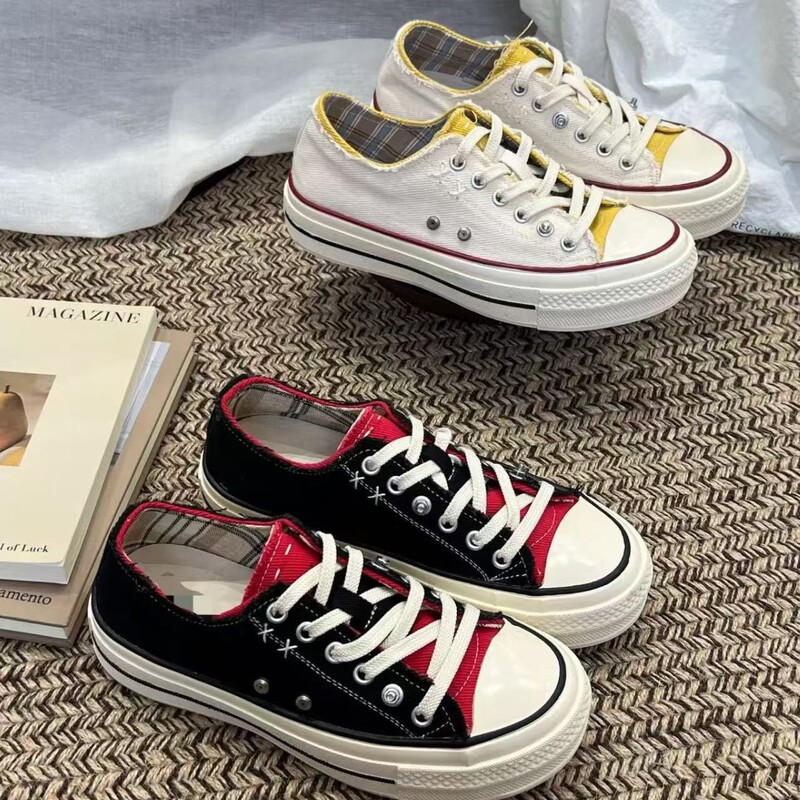 2026 Summer New Niche Fashion Versatile Thick-Soled Height-Increasing Lace-Up Colorful Casual Sneakers Canvas Shoes for Women 2026 Summer New Niche Fashion Versatile Thick-Soled Height-Increasing Lace-Up Colorful Casual Sneakers Canvas Shoes for Women
