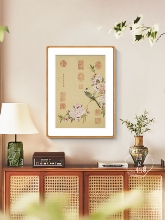 邹一桂碧桃春鸟图新中式法式餐厅茶室玄关柜花鸟画挂画卧室装饰画