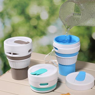Silicone Foldableing Cup Supports Printing Mug Straw Coffee Cup Outdoor Travel Convenient Retractable Cup Gift Water Cup
