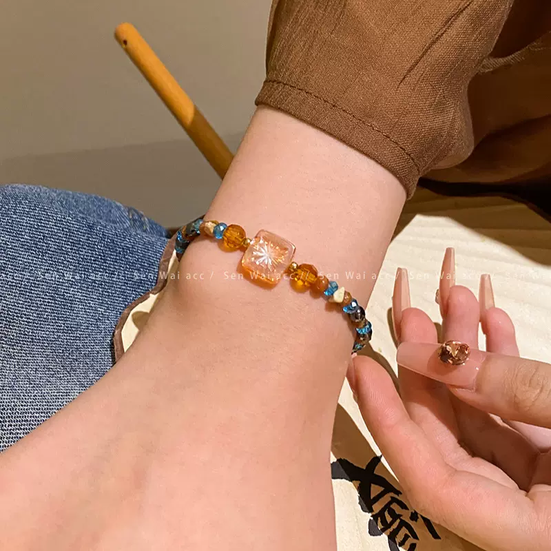 新中式复古彩色串珠手链女独特小众百搭郭煌手环时尚气质爆款手饰