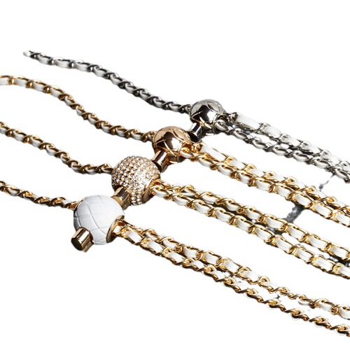 Extend the chain of the small perfume bag by 1.4 meters, wear pu leather gold bead adjustment strap with zinc alloy hardware dog buckle chain