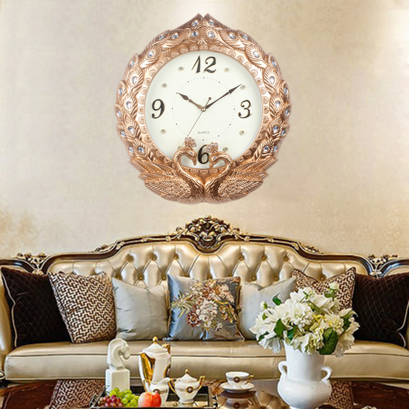 Pavo real Reloj de pared de estilo europeo hogar sala de estar dormitorio reloj decorativo mudo simple artístico creativo moda personalizada Reloj de pared
