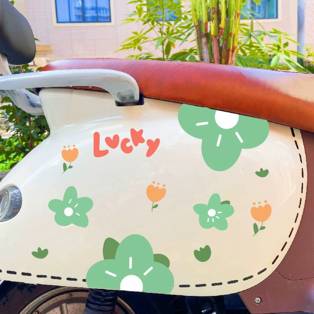 Цветочная наклейка на электромобиль, счастливый цветок, декоративная наклейка Emma № 9, аккумуляторный автомобильный чехол, царапины, водонепроницаемая защита от солнца