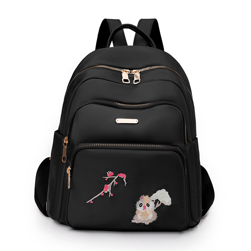 2023 nueva mochila de nailon casual para mujer, viaje urbano, lindo bordado, mochila ligera de viaje, mochila escolar de moda
