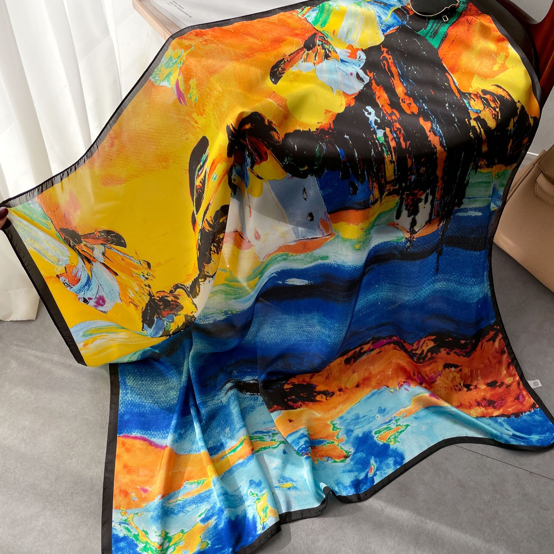 Virágmintás női sál elegáns strandkendő és vállkendő_voghion.com