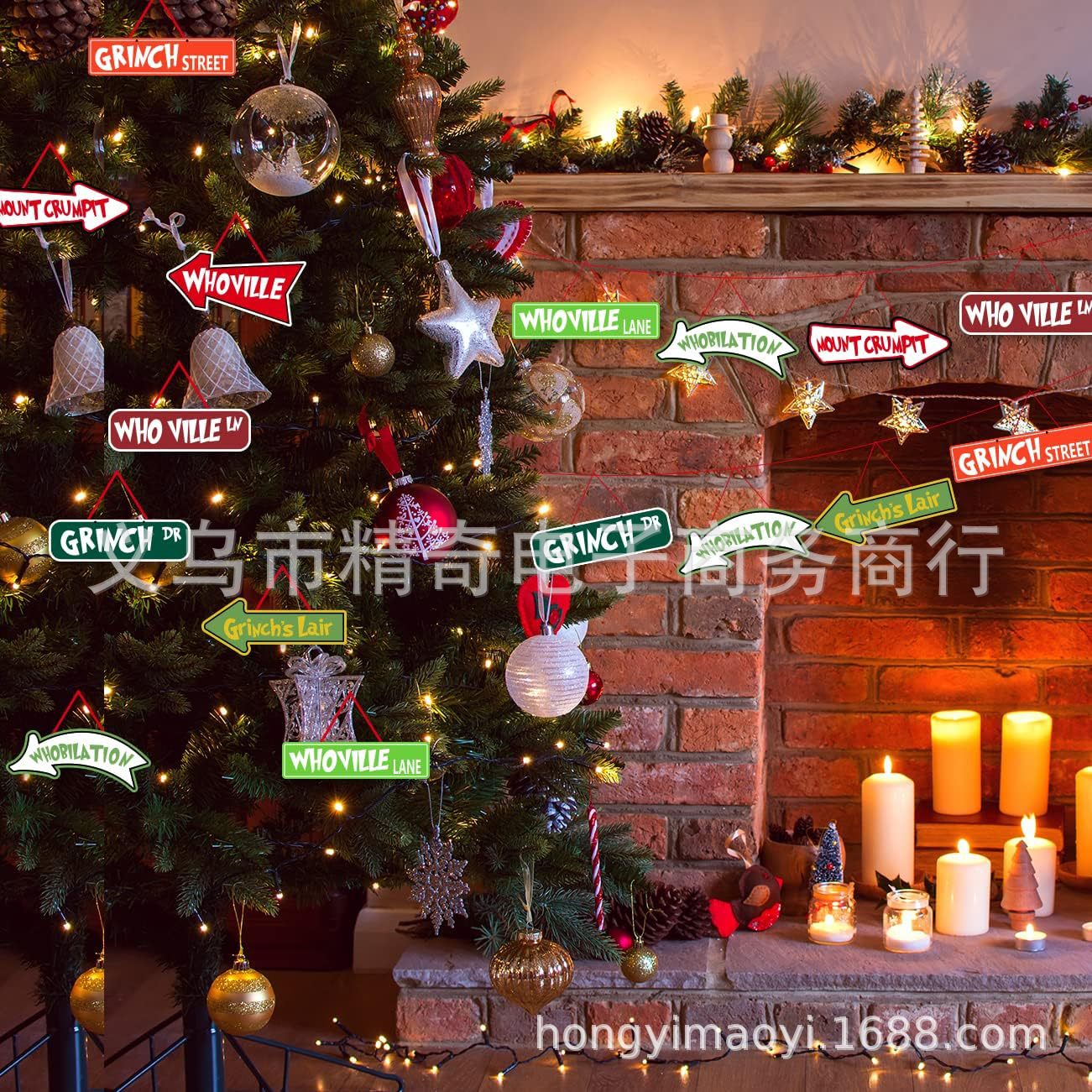 Amazon Greenwich carretera signo personalizado Navidad tema decoración árbol de Navidad colgante colgando adornos