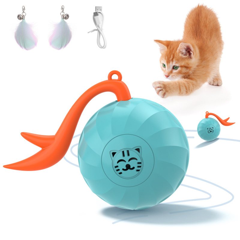 智能猫玩具 亚马逊室内静音电动发光带羽毛可充电互动逗猫玩具|undefined
