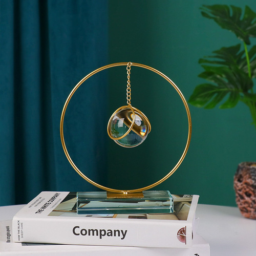 ins light luxury creative geometric crystal ball ornaments home decoration living room wine cabinet model room metal ornaments