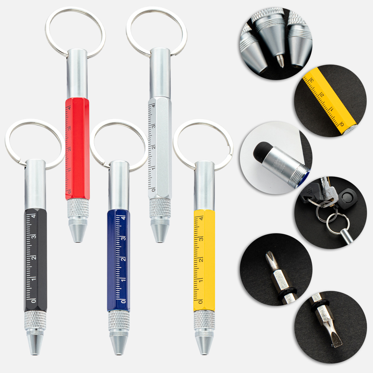 Herramientas de llavero al aire libre 6 - en - 1 calibración de destornillador lápiz de bolsillo corto lápiz de bola portátil
