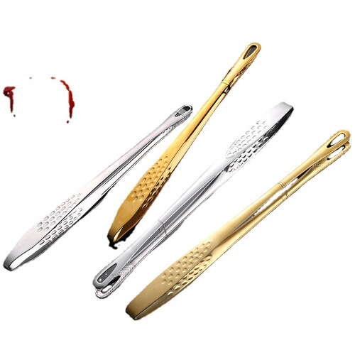 Stainless steel extended Korean strawberry clip golden buffet food clip home barbecue barbecue steak clip