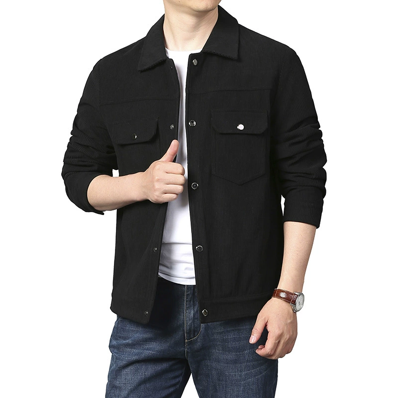 Corduroy men's retro keep warm jacket, oversize, for middle age