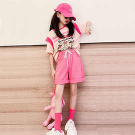 女童时髦套装韩版时髦运动短裤夏装中大童炸街短袖两件套儿童装潮