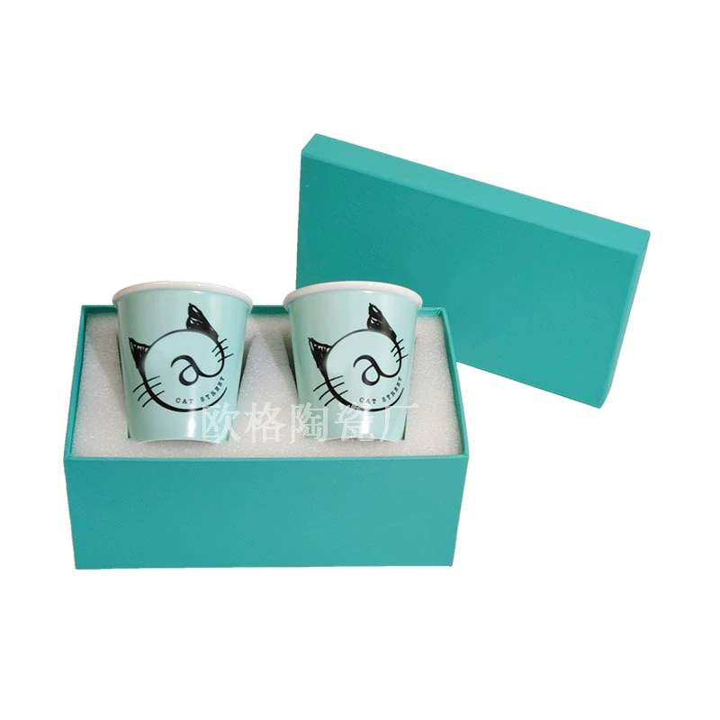 T-home classic blue bone porcelain cup ceramic cup water cup holding mug drinking water cup cup mouth cup gift box set