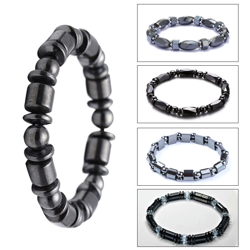 Black gallstone magnetic magnet Bracelet simple beaded Elastic Bracelet Black Beads Magnetic Therapy hand jewelry_voghion.com