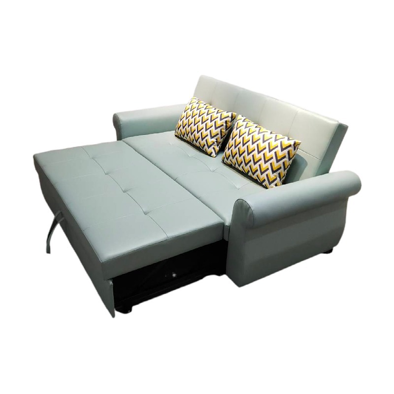 Sofá cama multifuncional verde claro pequeño tipo de casa de látex doble doble triple plegable sofá cama de cuero