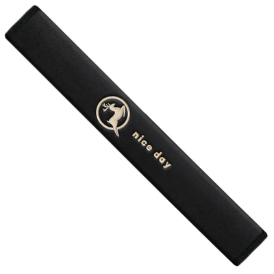 Seat belt shoulder pad | Decoration - peaceful-deer-black-super-soft-velvet-embroidery-75cm-1-piece