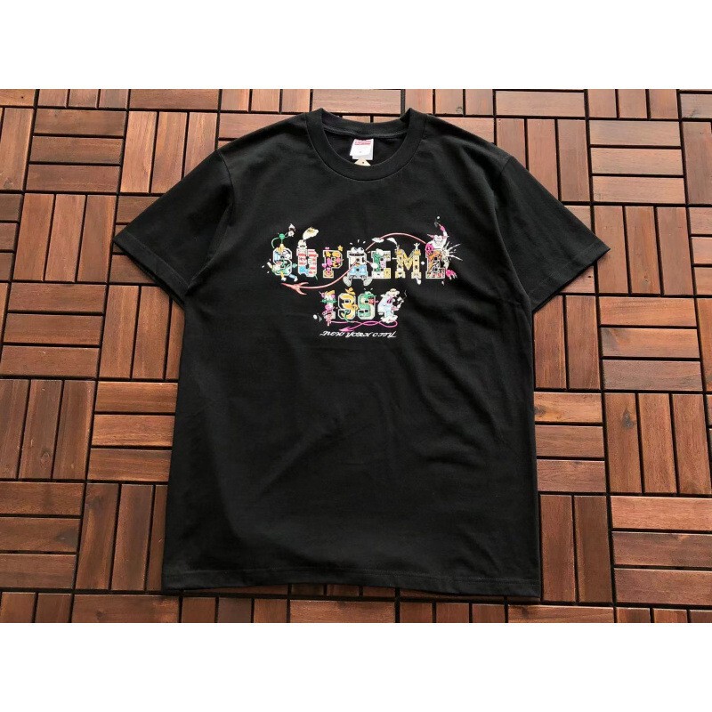 Supreme Cross-Border Heavyweight Pure Cotton Short-Sleeve T-Shirt Original American Street Style Letter Print Loose Fit Unisex Supreme Cross-Border Heavyweight Pure Cotton Short-Sleeve T-Shirt Original American Street Style Letter Print Loose Fit Unisex