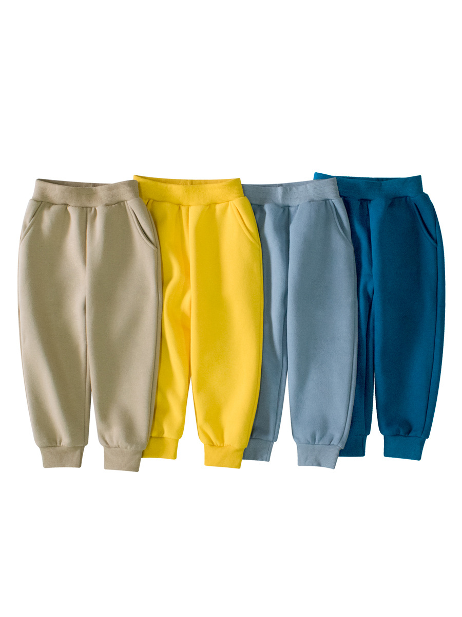 Liquidación de ropa infantil 27kids, otoño e invierno 2024, pantalones deportivos para niños, color sólido, estilo deportivo, de una pieza, dropshipping