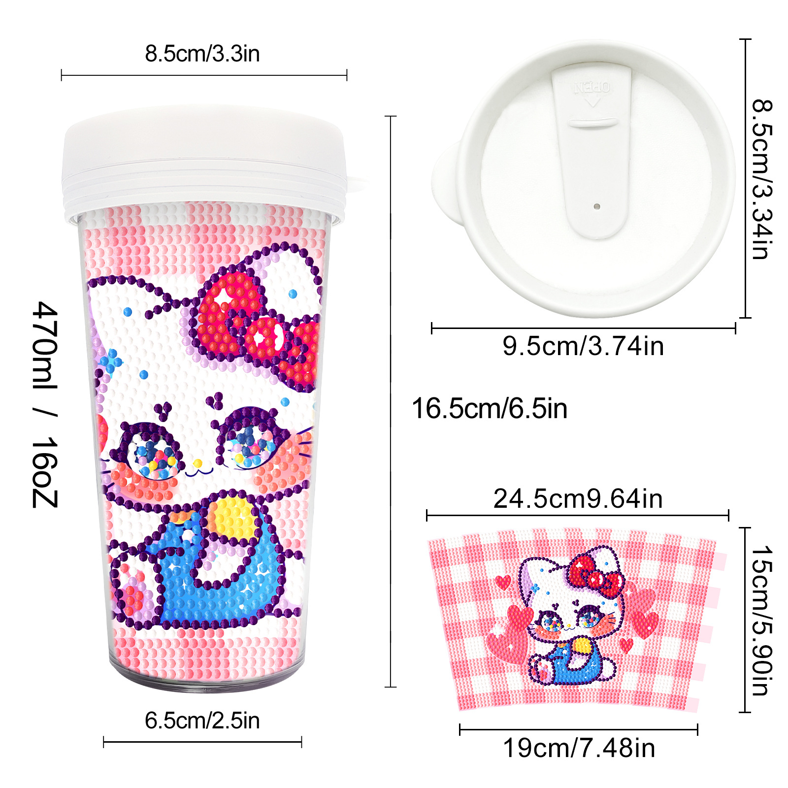 Pintura de diamantes seleccionada nueva taza de bricolaje pintura de diamantes completa etiqueta de artesanía de diamantes botella de agua para beber distribución al por mayor