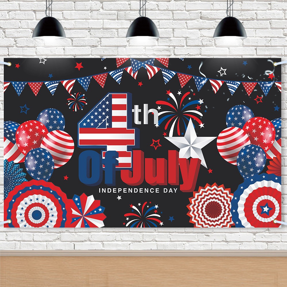 Paño de fondo de decoración de fiesta del día de la independencia de EE. UU. Nuevo transfronterizo 4th of July banner de decoración de fondo de fiesta