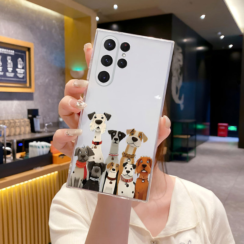 Cute Puppy Samsung A55.5G Transparent Mobile Phone Case Animal Galaxy S24Plus Mobile Phone Protective Cover S20 Soft