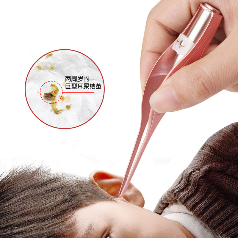 Luminous ear scoop wholesale children's visible ear scoop baby ear picker stainless steel earwax tweezers tool