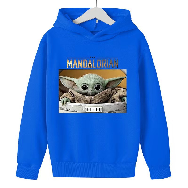 Boxy Baby Yoda New Spring and Autumn Casual Korean Style Pattern Printed Top Trendy Loose Hooded Sweatshirt