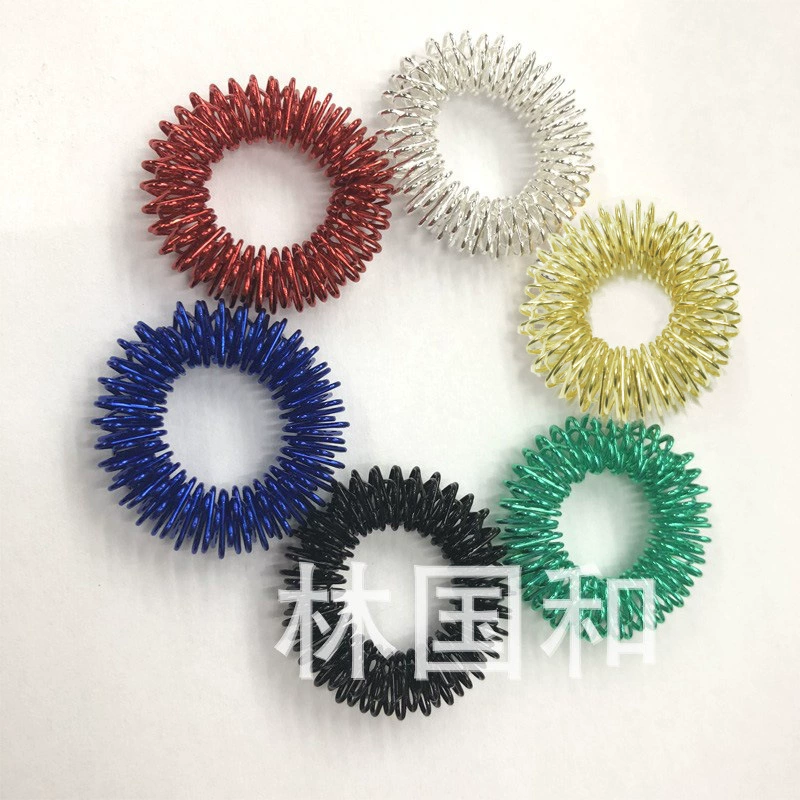 Acupressure Finger Ring Massager, Metal Coil, Multi-Color Options, Compact 4.35×3.05×1.71 cm