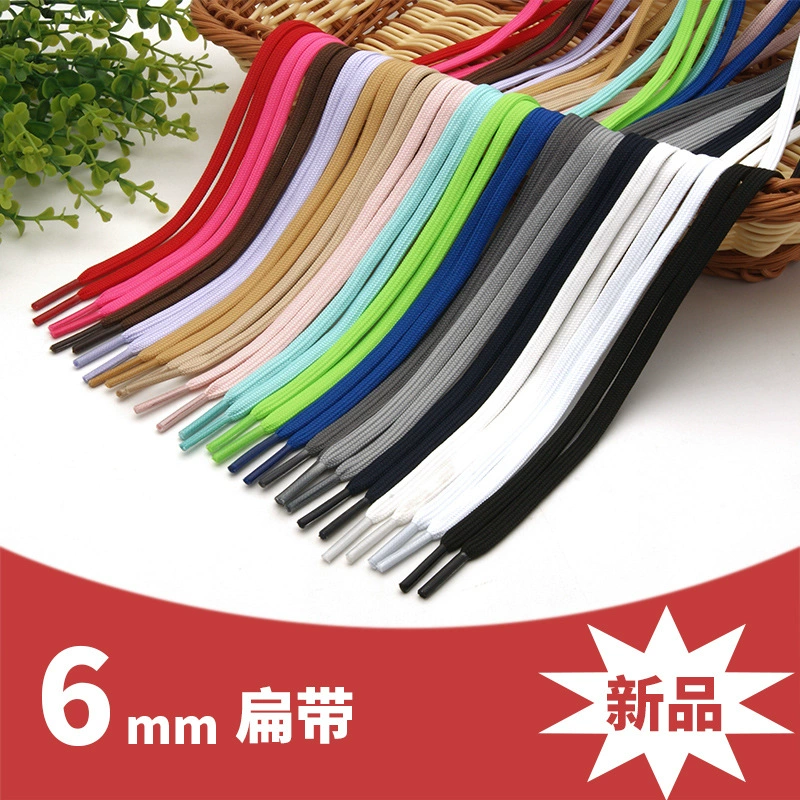 В наличии Плоские шнурки 6 мм Спортивные шнурки Шнурки для бега Красочные шнурки из полиэстера Брюки Веревочная шляпа Rope AJ Плоские шнурки