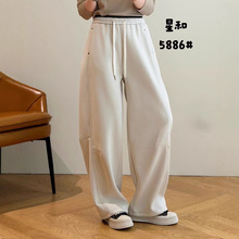 加绒休闲裤 2025冬季新款 时尚气质撞色直筒裤女遮肉显瘦卫裤5886