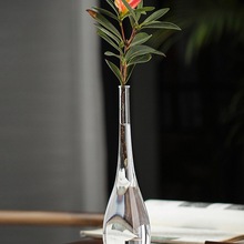 创意透明简约禅意玻璃干花花器中式小口花瓶玉净瓶观音瓶客厅摆件