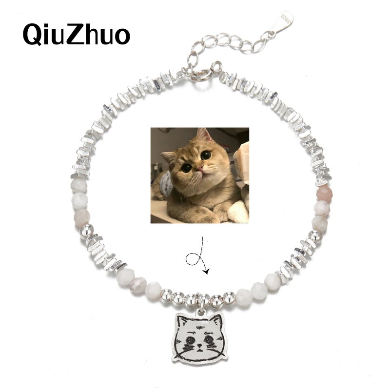 cat dog pet to figure diy head bracelet 925 sterling silver bracelet handmade girlfriend gift exquisite workmanship