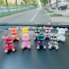 Creative Diamond Plated Resin Teddy Bear Car Ornament Personality Cartoon Figure Car Decorative Item Couple's Edition