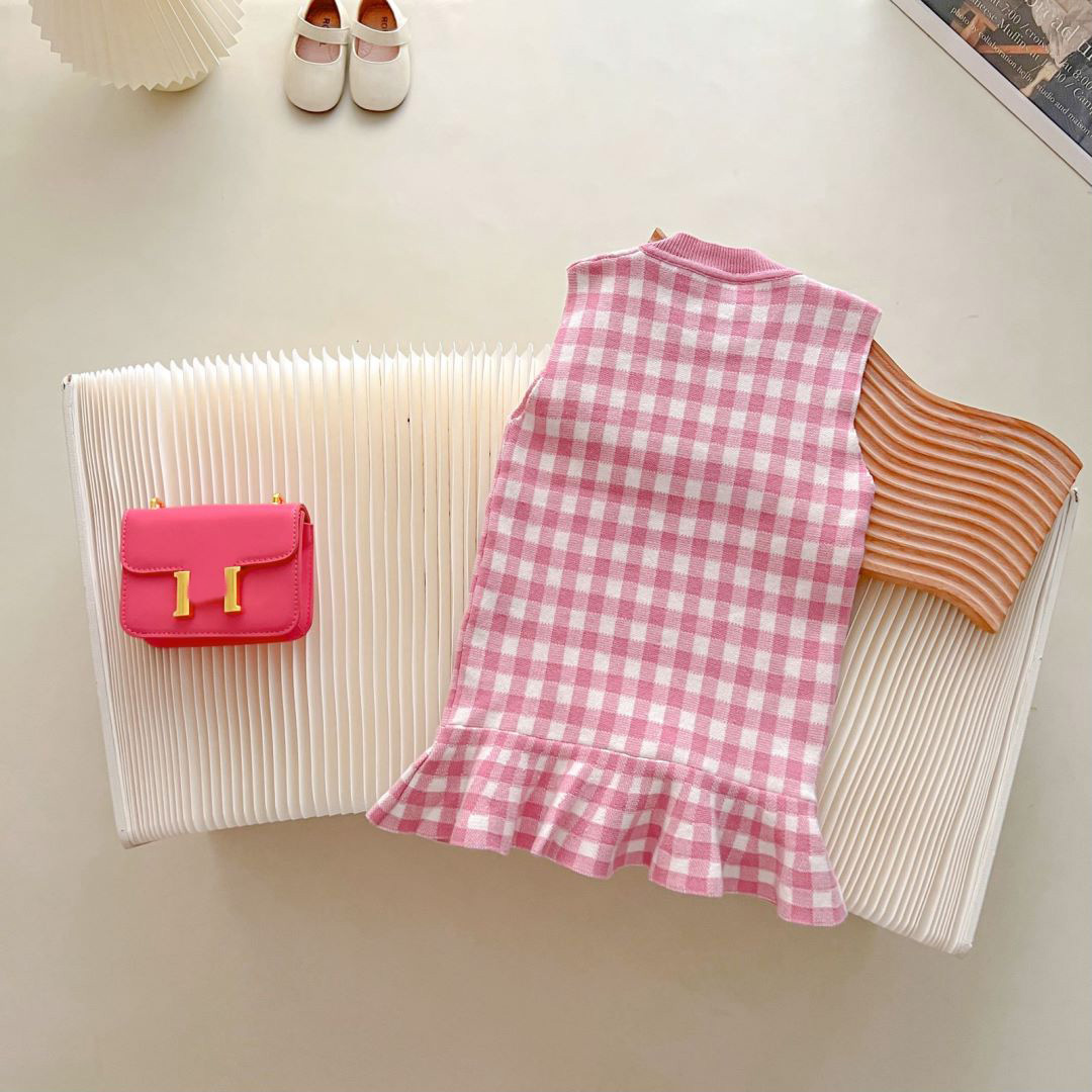 JINYONG – robe tricotée à la mode, sans manches, à volants, deux pièces, ensemble pull et jupe rouge Internet pour filles_voghion.com